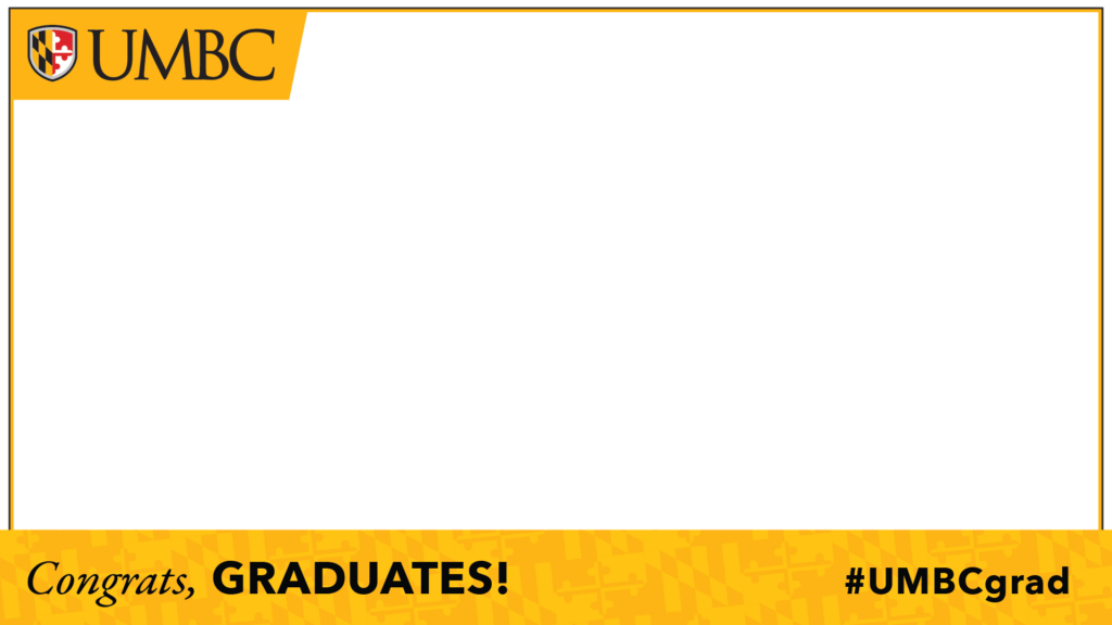 Landscape photo overlay with UMBC logo. Bottom banner contains the text Congrats, Graduates! #UMBCGrad.