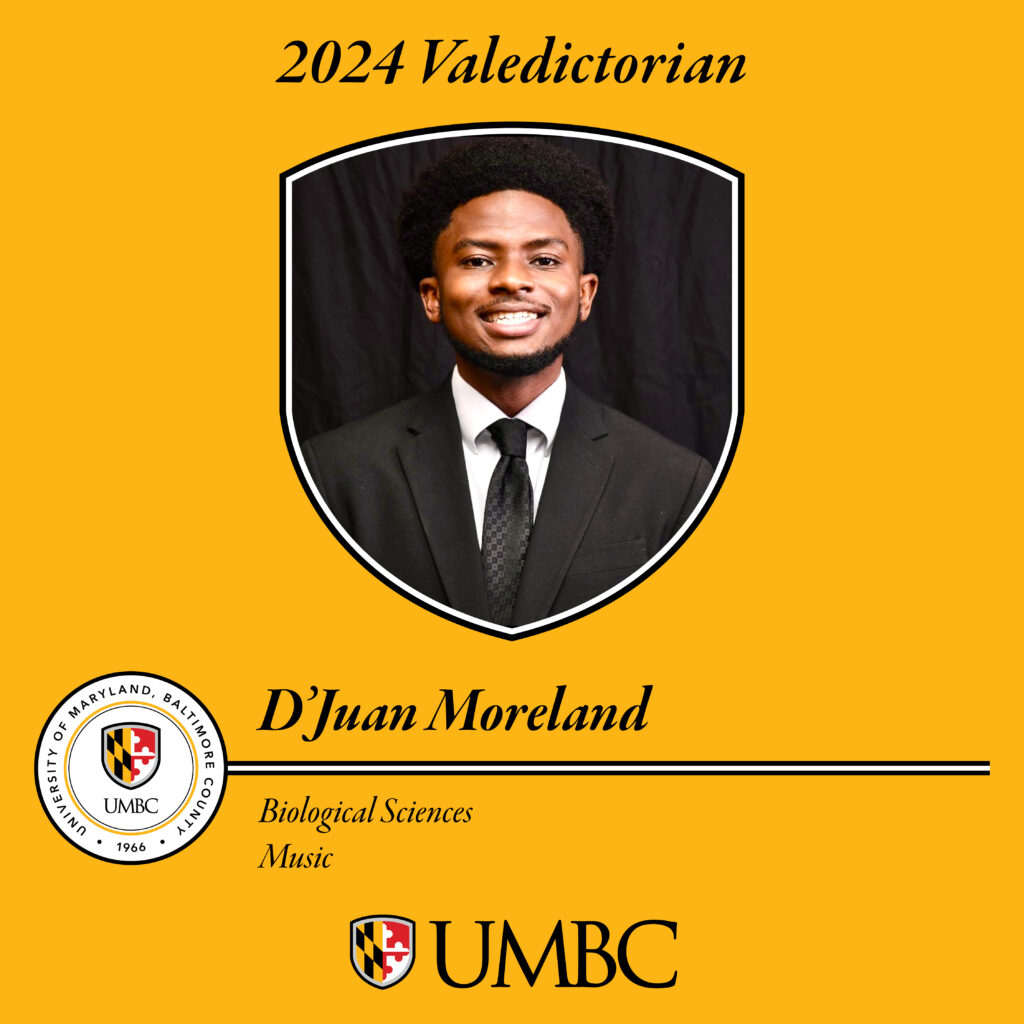 2024 Valedictorian, D'Juan Moreland. Majoring in Biological Sciences and Music.